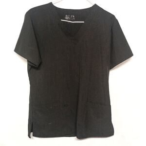 Women's V Neck Nursing Scrub Top 4FLEX SZ M black